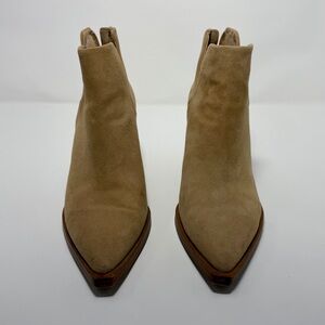 Vince Camuto Women's Suede Ankle Booties, Color Beige, Size 6.5M, 3 Inch Heel